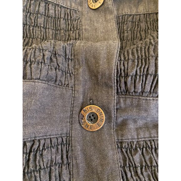 Vintage Gene Ewing Jacket Women Black Wrinkled Sunwash Coat Bis Bis Size LARGE - Picture 6 of 7